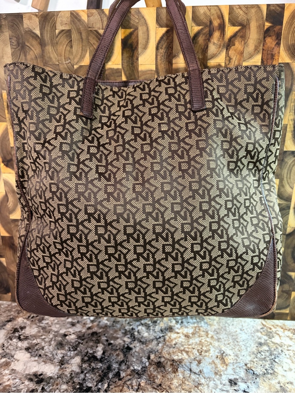 Brown Patterned Tote Bag - DKNY